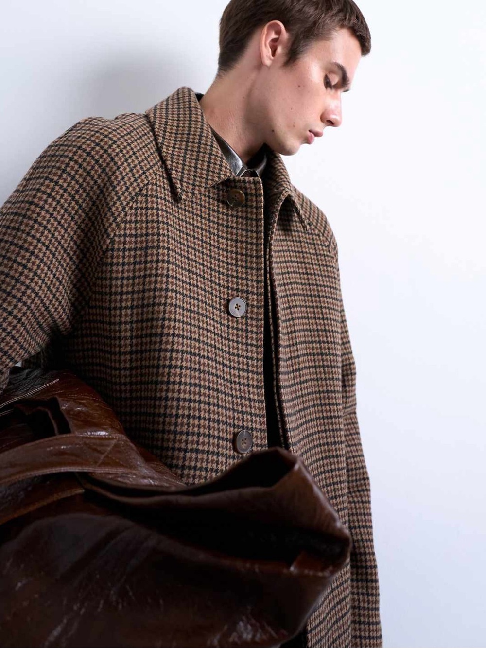 Topman Black & Brown Houndstooth Collared Jacket